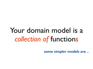 Your domain model is a
collection of functions
some simpler models are ..
 