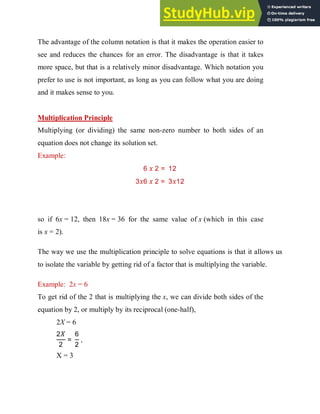 ALGEBRA FOR ECONOMICS EXPRESSIONS AND EQUATIONS | PDF
