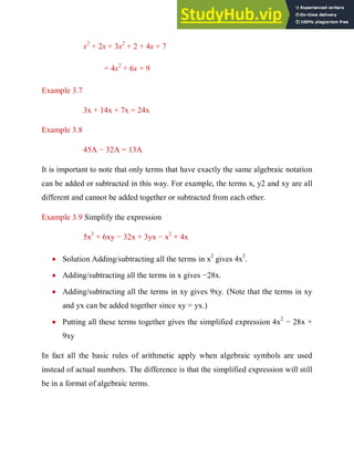 ALGEBRA FOR ECONOMICS EXPRESSIONS AND EQUATIONS | PDF