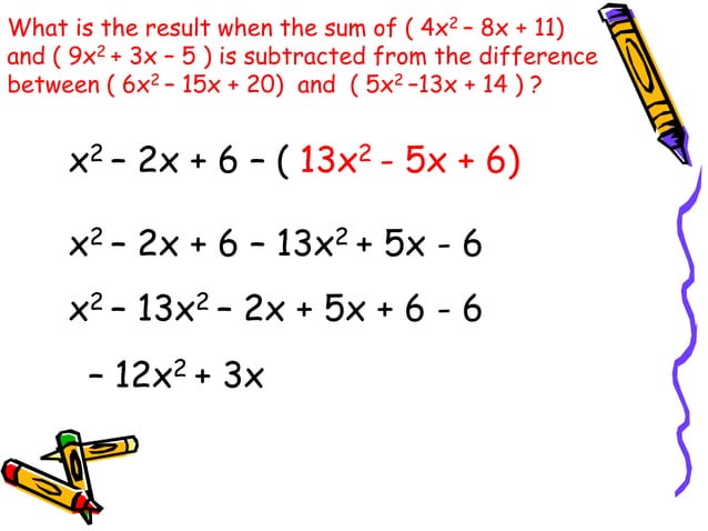 Adding and Subtracting Polynomials | PPT