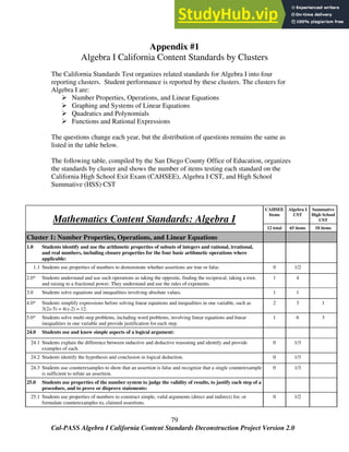 Algebra I California Content Standards Standards Deconstruction Project ...