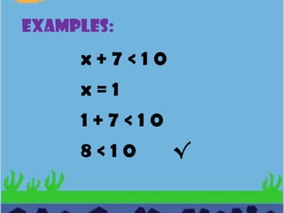 ALGEBRAIC TERMEither a single number, a letter, or a product of several numbers or letters.EXAMPLES:x + 7algebraic term       term2x + 3y – 4z term        term          term