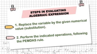 SOLVING ALGEBRAIC EXPRESSIONS (simple).pptx