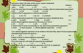 Algebraic Expression 2023 Data and Analytics | PPT