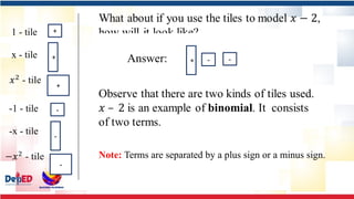 X Tile Example MATHEMATICS 8 QUARTER 1Algebraic Expressions.pptx