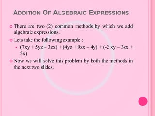 Algebraic expressions and identities | PPTX