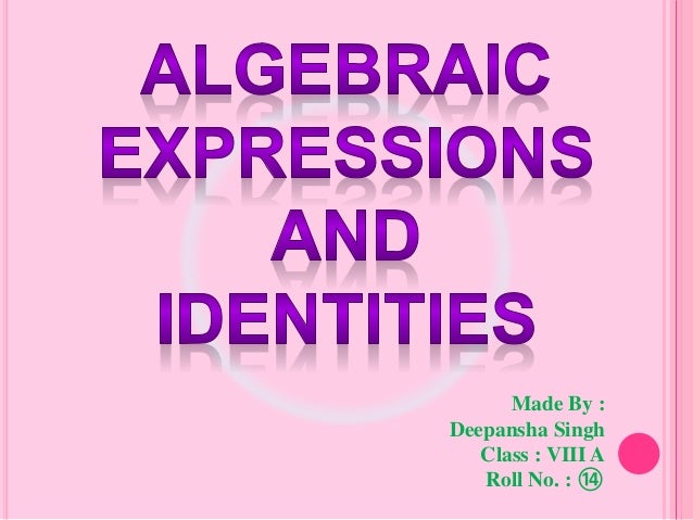 Algebraic Identities Chart