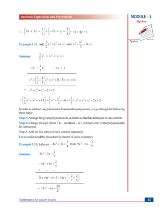 Algebraic expressions and polynomials | PDF