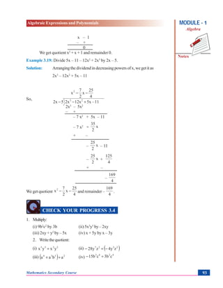 Algebraic expressions and polynomials | PDF