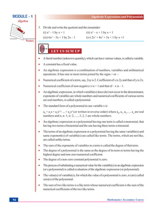 Algebraic expressions and polynomials | PDF