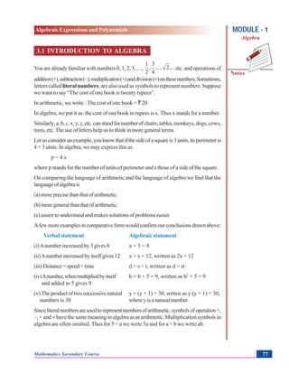 Algebraic expressions and polynomials | PDF