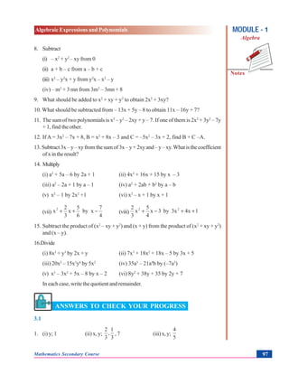 Algebraic expressions and polynomials | PDF