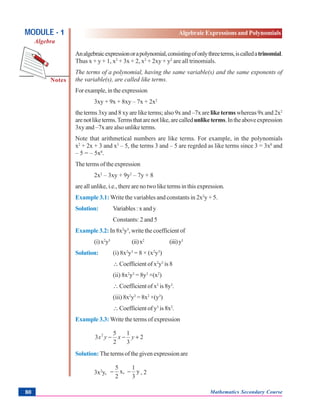 Algebraic expressions and polynomials | PDF