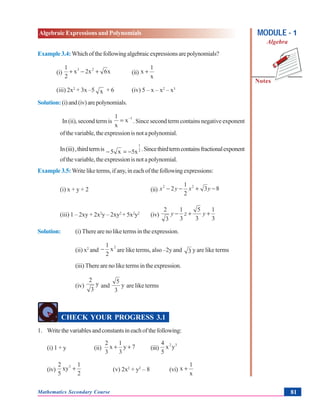 Algebraic expressions and polynomials | PDF