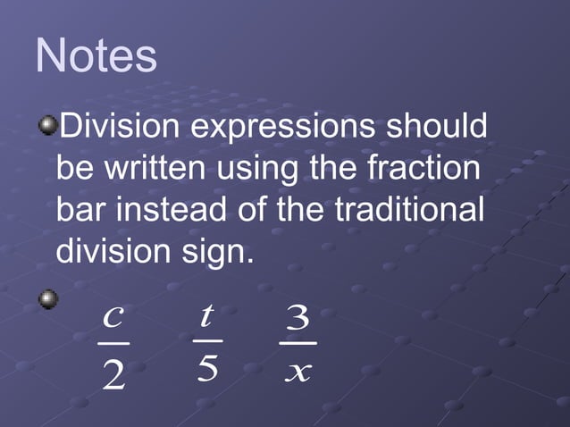 Algebraic expressions review of four basic operations | PPTX