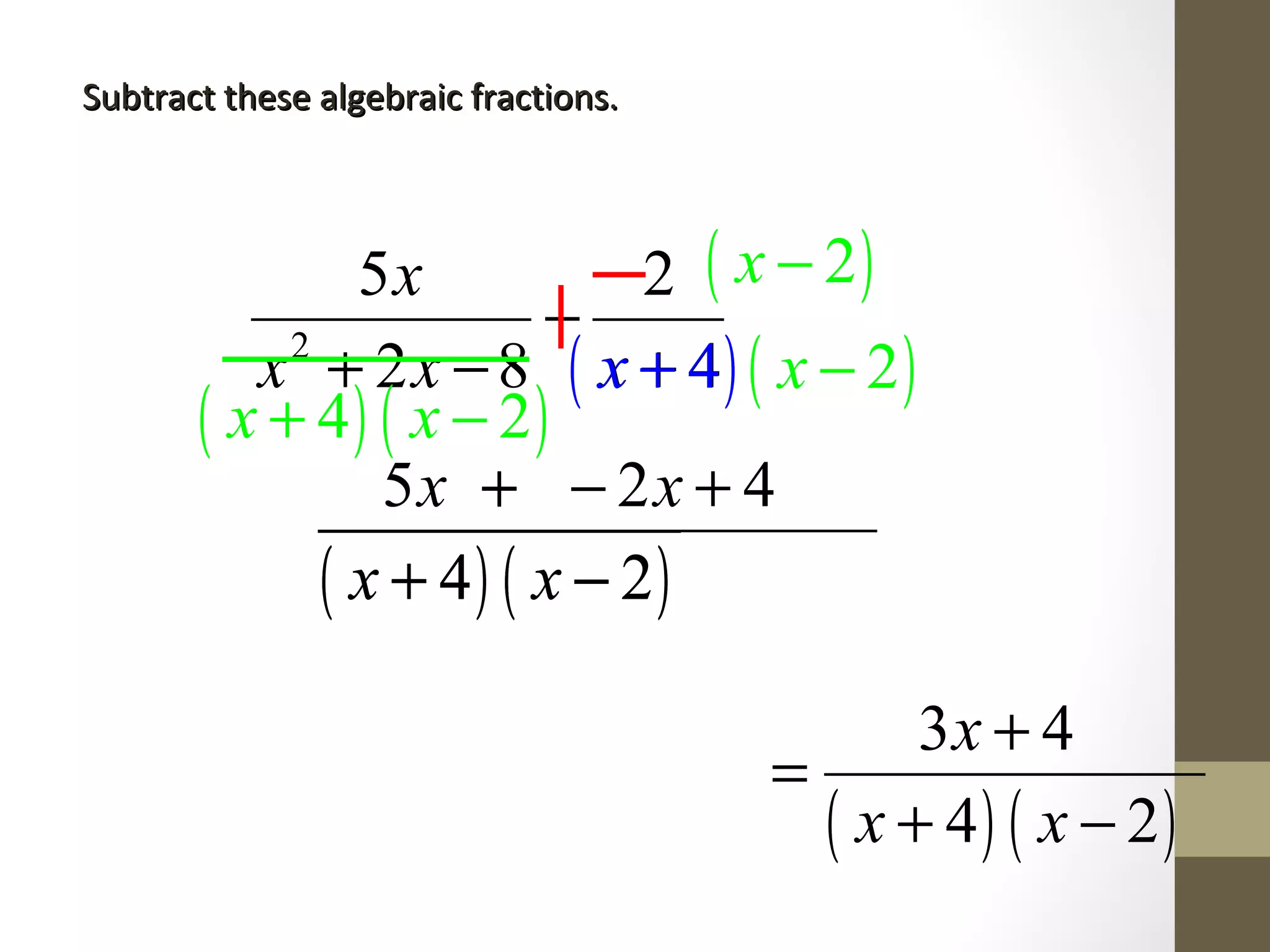 Algebraic fractions | PPT