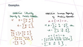 Implication Matrix Algebraic Properties of Matrix Operations | PPTX