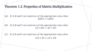 Algebraic Properties of Matrix Operations | PPTX
