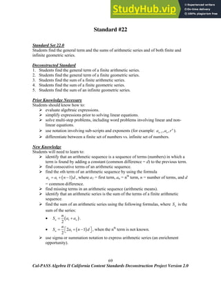 Algebra II California Content Standards Standards Deconstruction ...