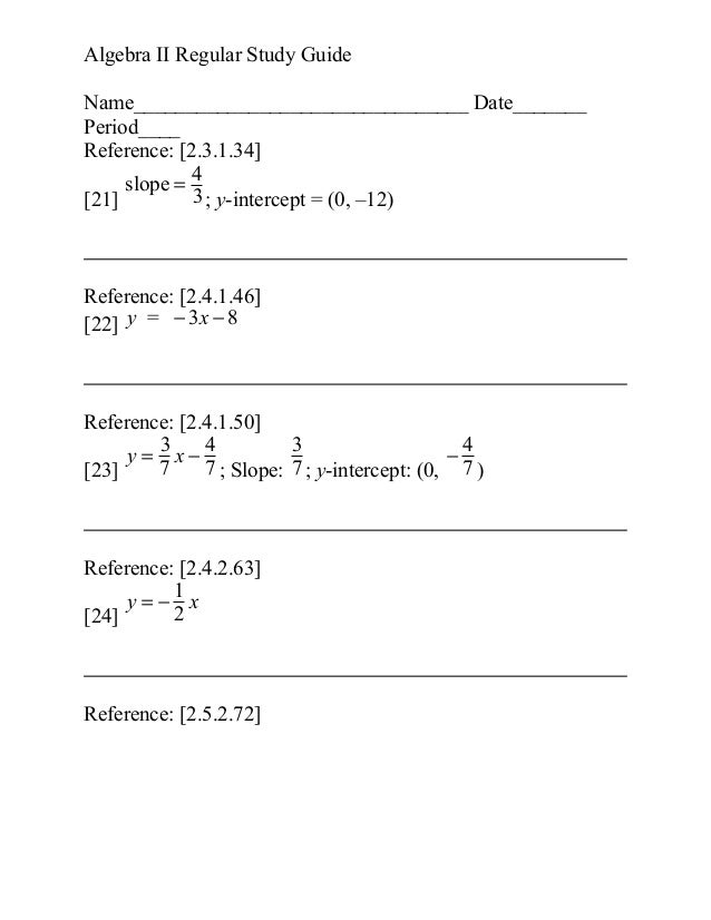 Algebra Ii Study Guide Algebra Ii Study Guide