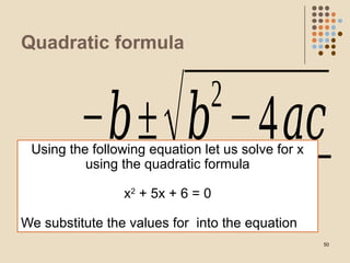 4ac Formula Math Algebra new is a powerpoint presentation that teaches a person all ...