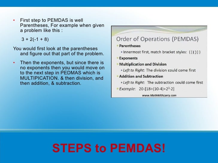 PEDMAS ppt. For Mrs. Ewart