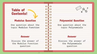 Algebra Presentation on Topic Modulus Function and Polynomials | PPTX