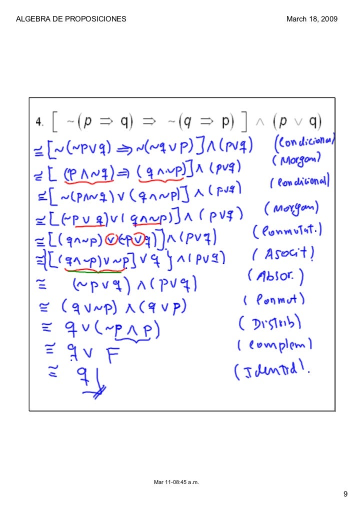 Algebra proposiciones