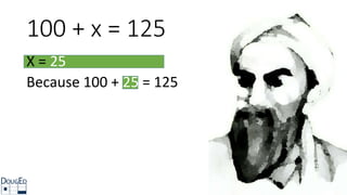 100 + x = 125
X = 25
Because 100 + 25 = 125
 