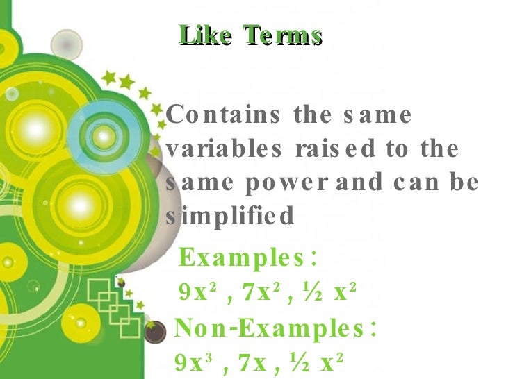 Algebra vocabulary review #1