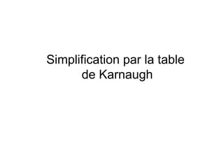 Simplification par la table
de Karnaugh
 