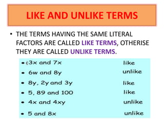 Algebric expressions and identity | PPTX