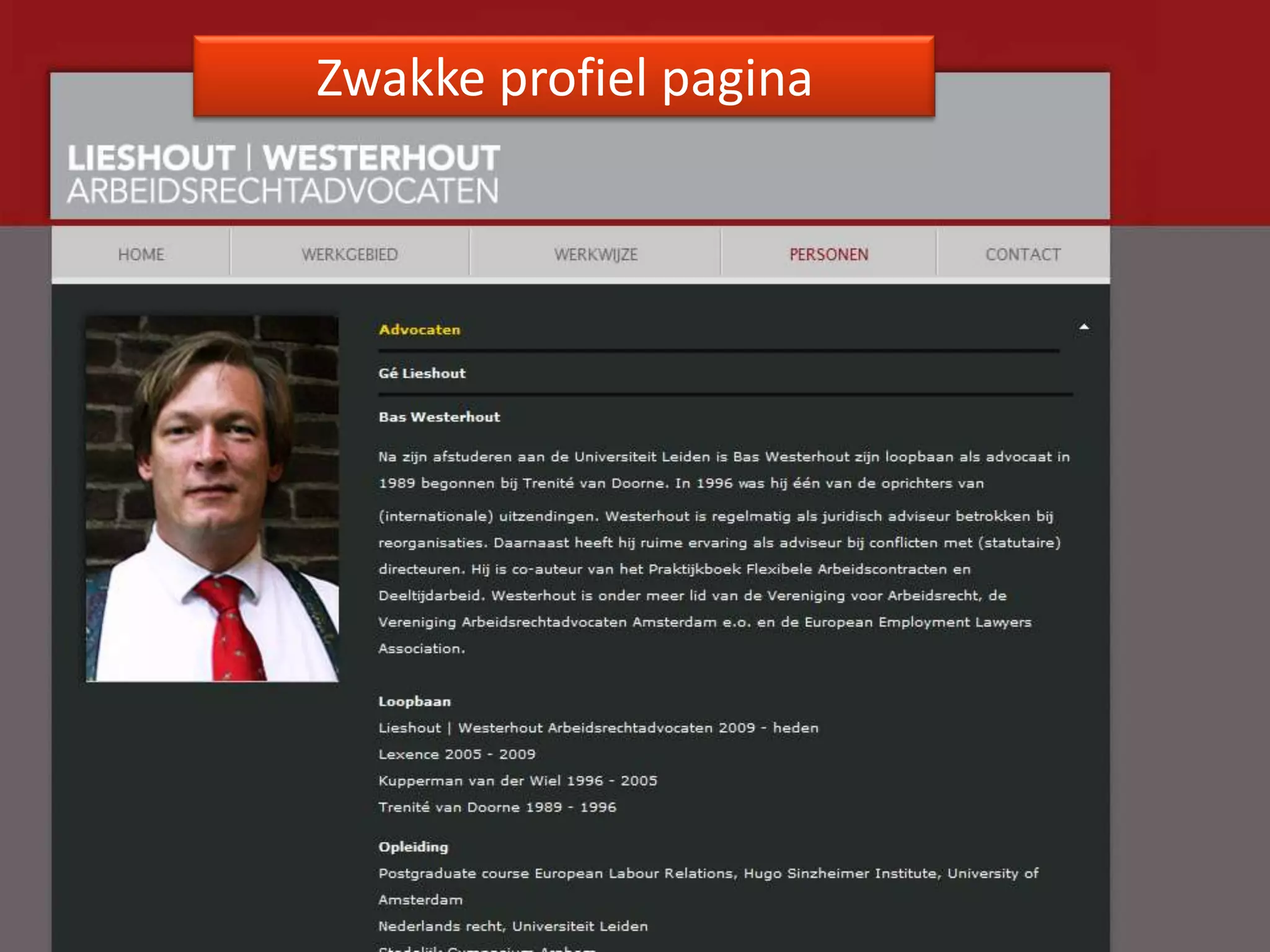 Zwakke profiel pagina