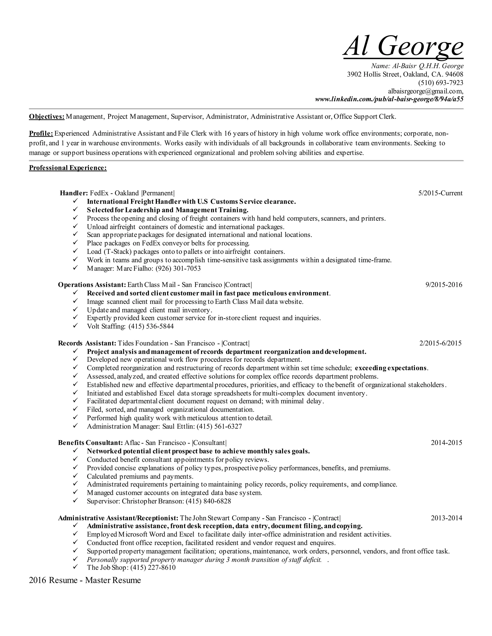 Al george docx masters resume revised - Al George Docx Masters Resume Revised 2016 1 2048