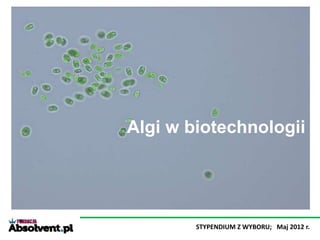 STYPENDIUM Z WYBORU; Maj 2012 r.
Algi w biotechnologii
 