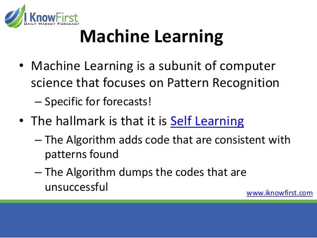 Machine learning and pattern recognition for algorithmic forex and stock trading