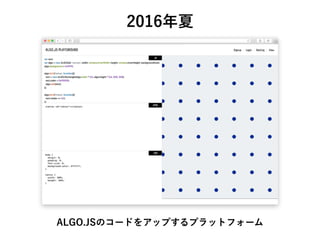 2016年夏
ALGO.JSのコードをアップするプラットフォーム
 