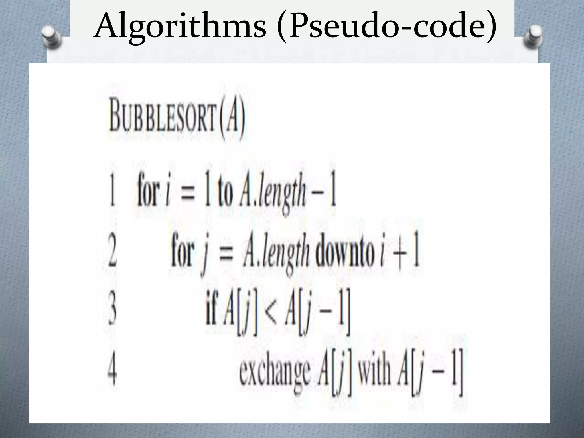 Algorithms (Pseudo-code)
 