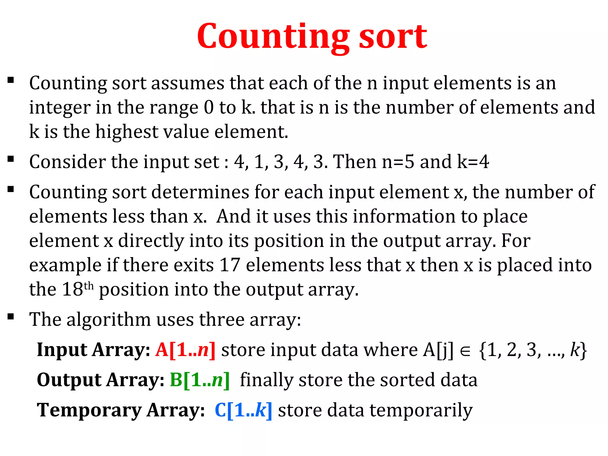Counting Sort and Radix Sort Algorithms | PPT