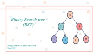 Binary Search tree
(BST)
Prepared by: Lavin m.saeed
Dec.2022
 