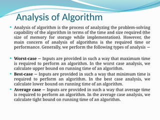 Introduction to algorithm, analysis of algorithm, | PPTX