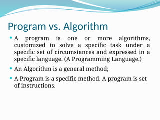 Introduction to algorithm, analysis of algorithm, | PPTX
