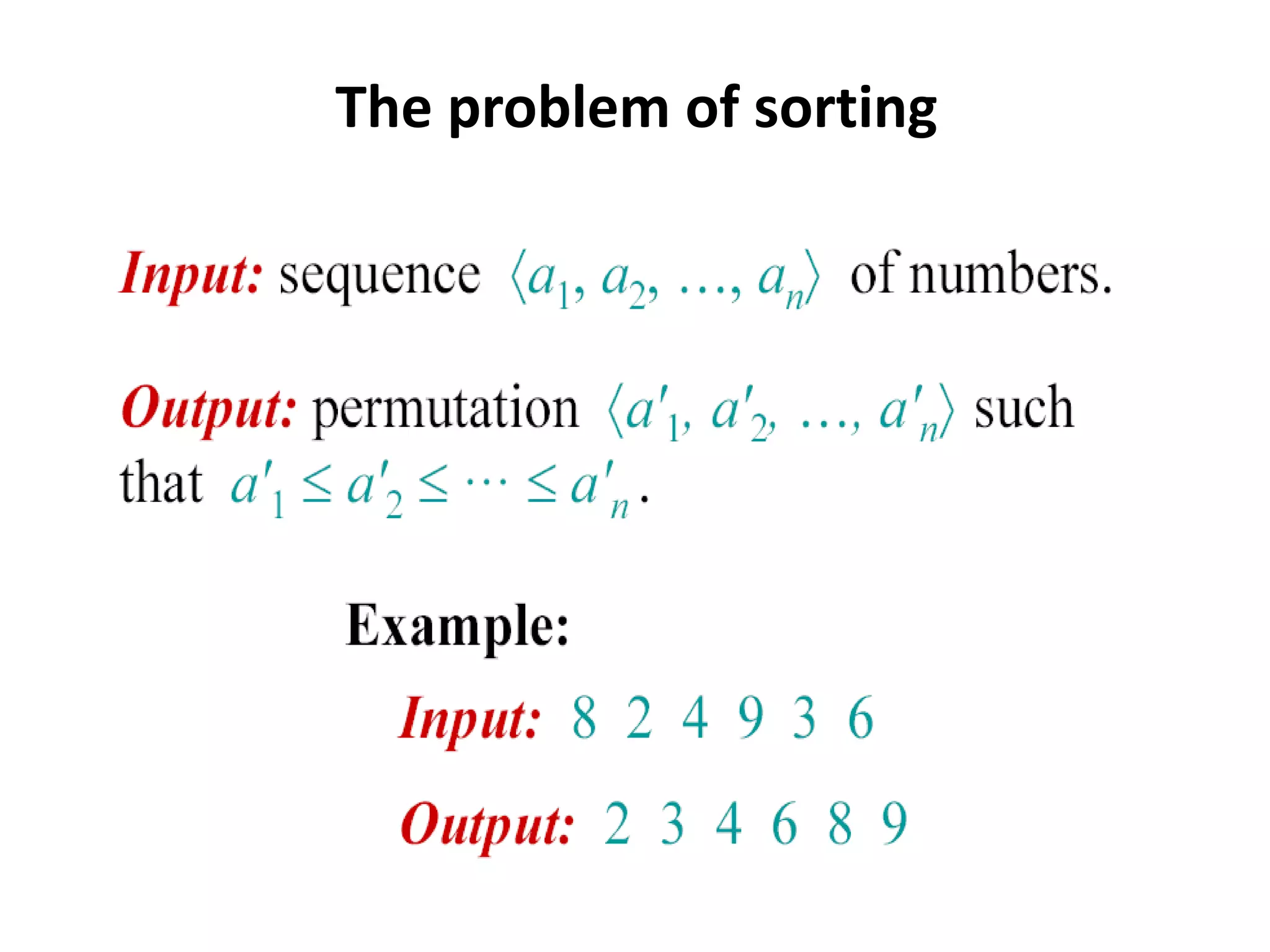 The problem of sorting
 