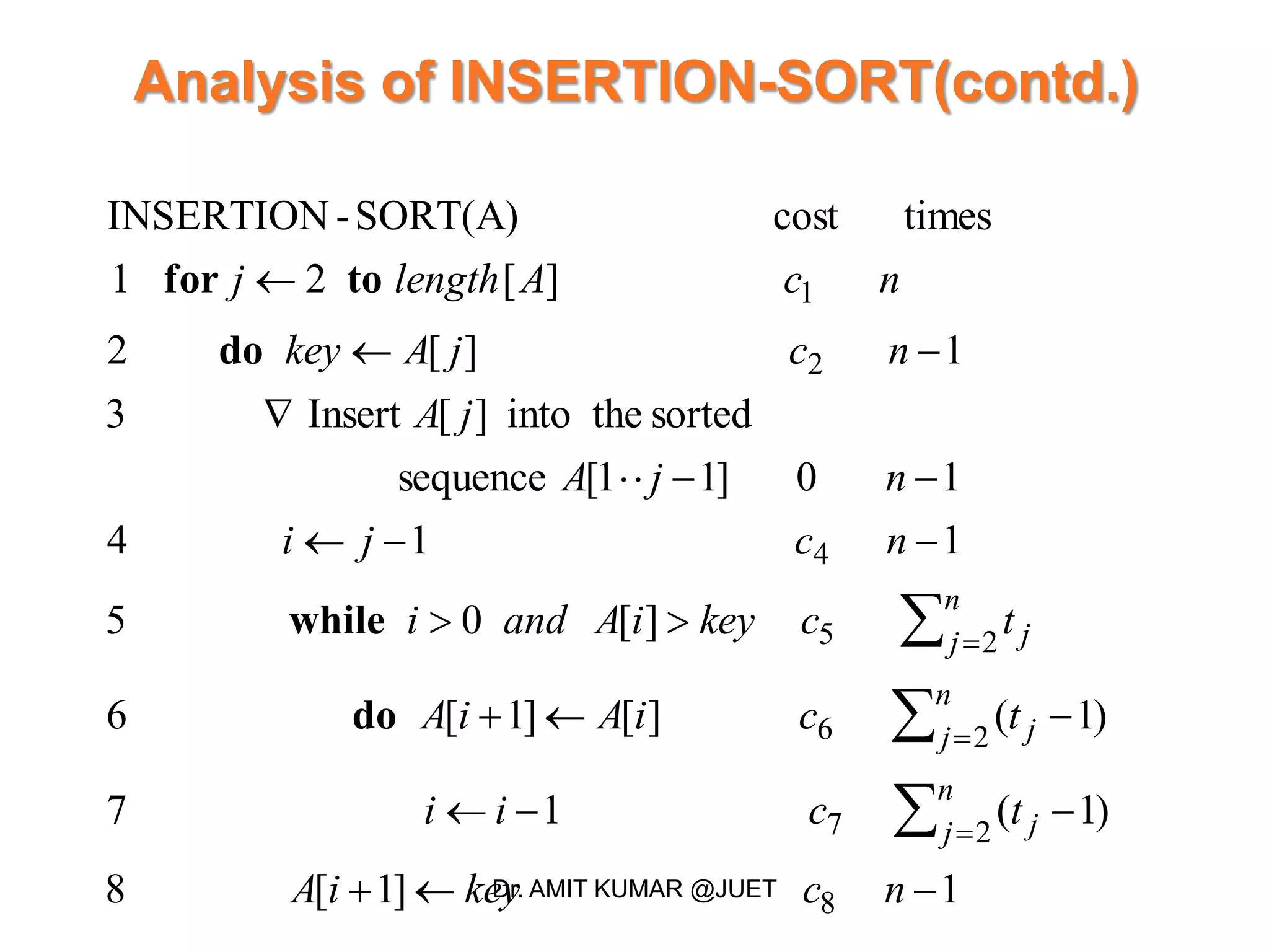 Algorithm analysis insertion sort and asymptotic notations | PPT | Free ...