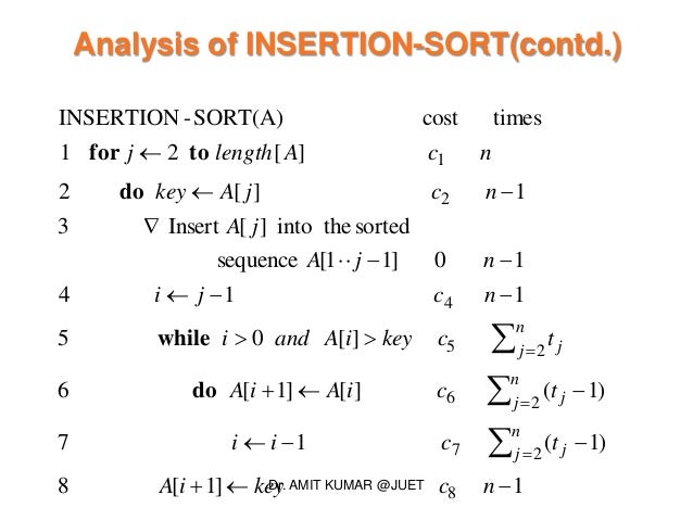 Algorithm analysis insertion sort and asymptotic notations