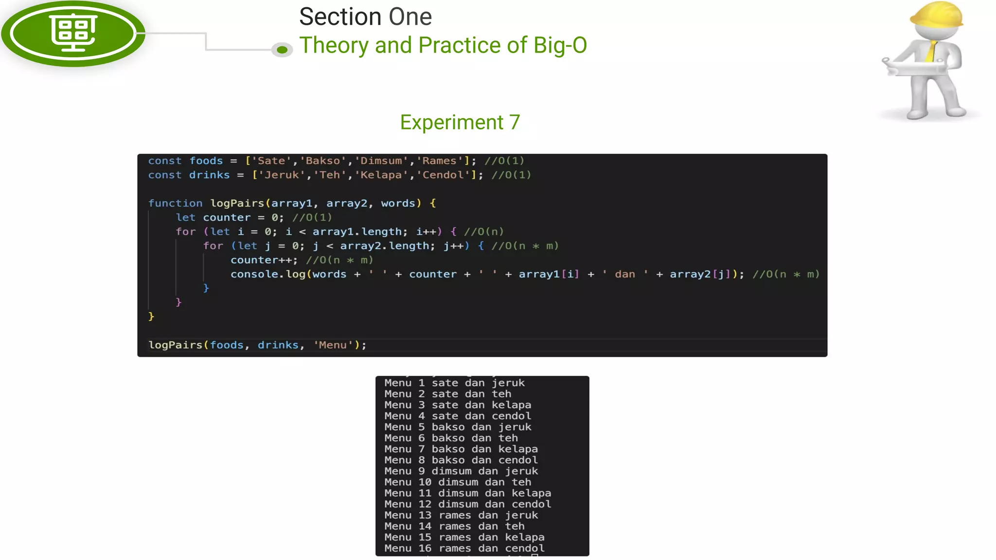 Section One Theory and Practice of Big-O Experiment 7 