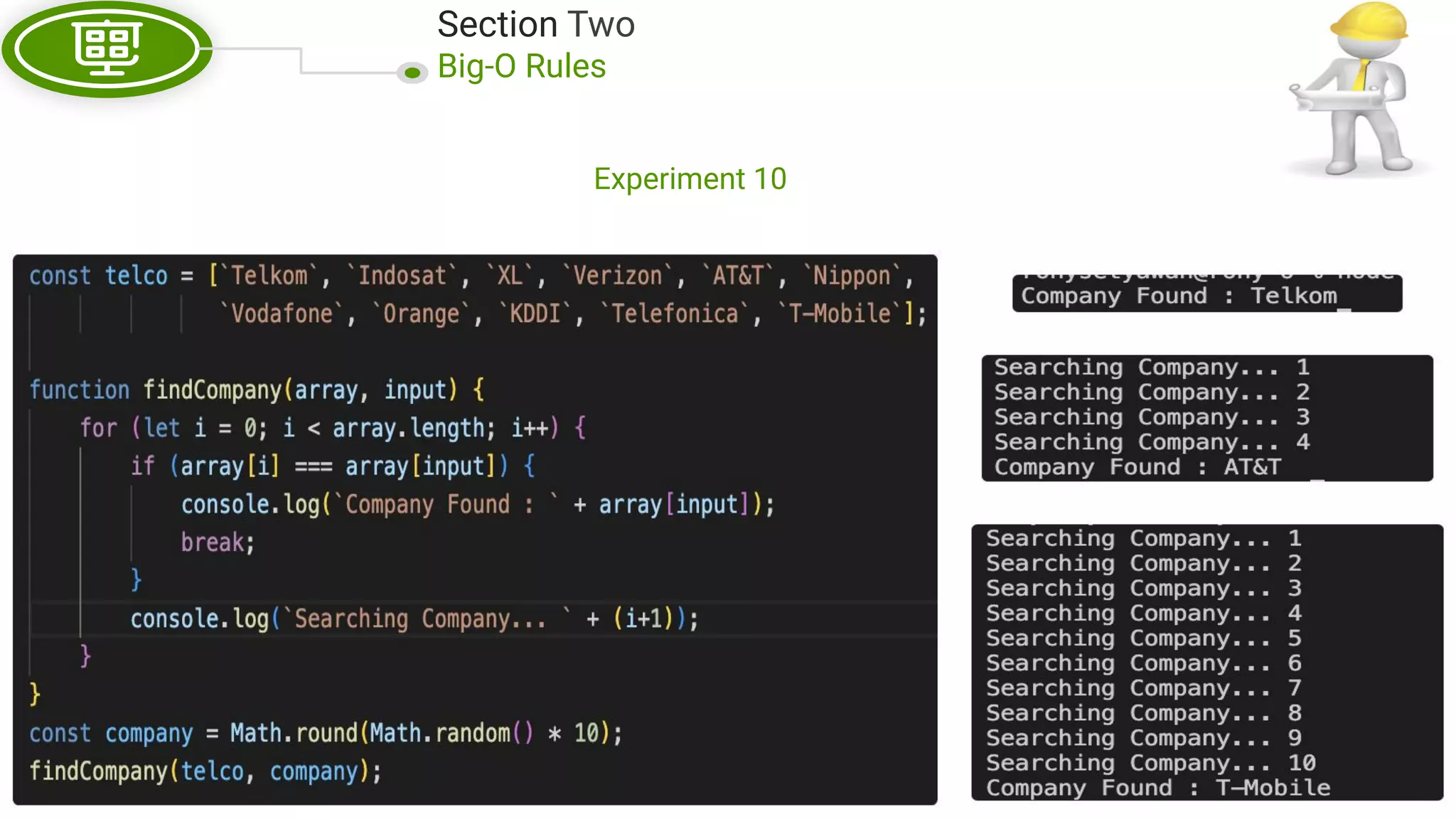 Section Two Big-O Rules Experiment 10 