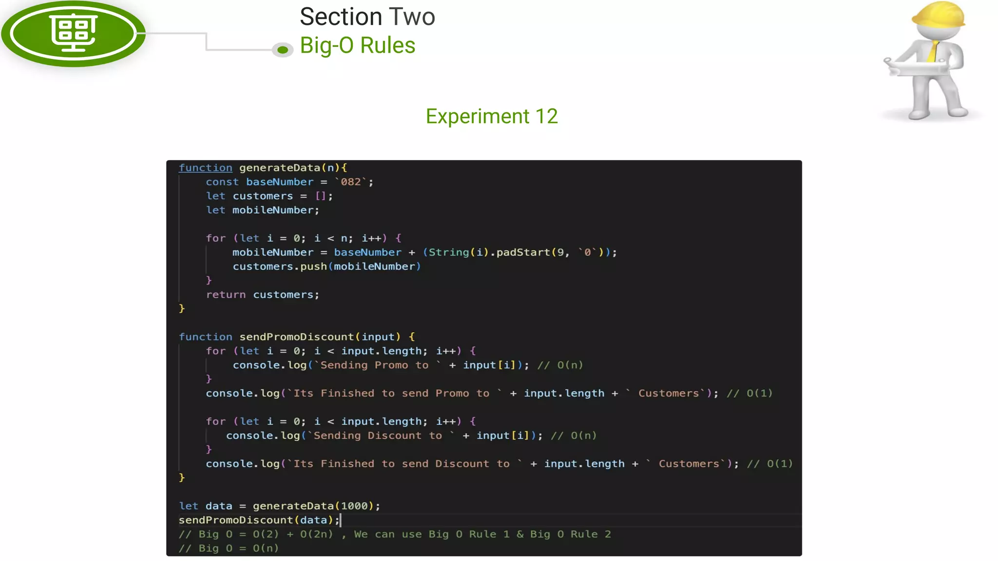 Section Two Big-O Rules Experiment 12 