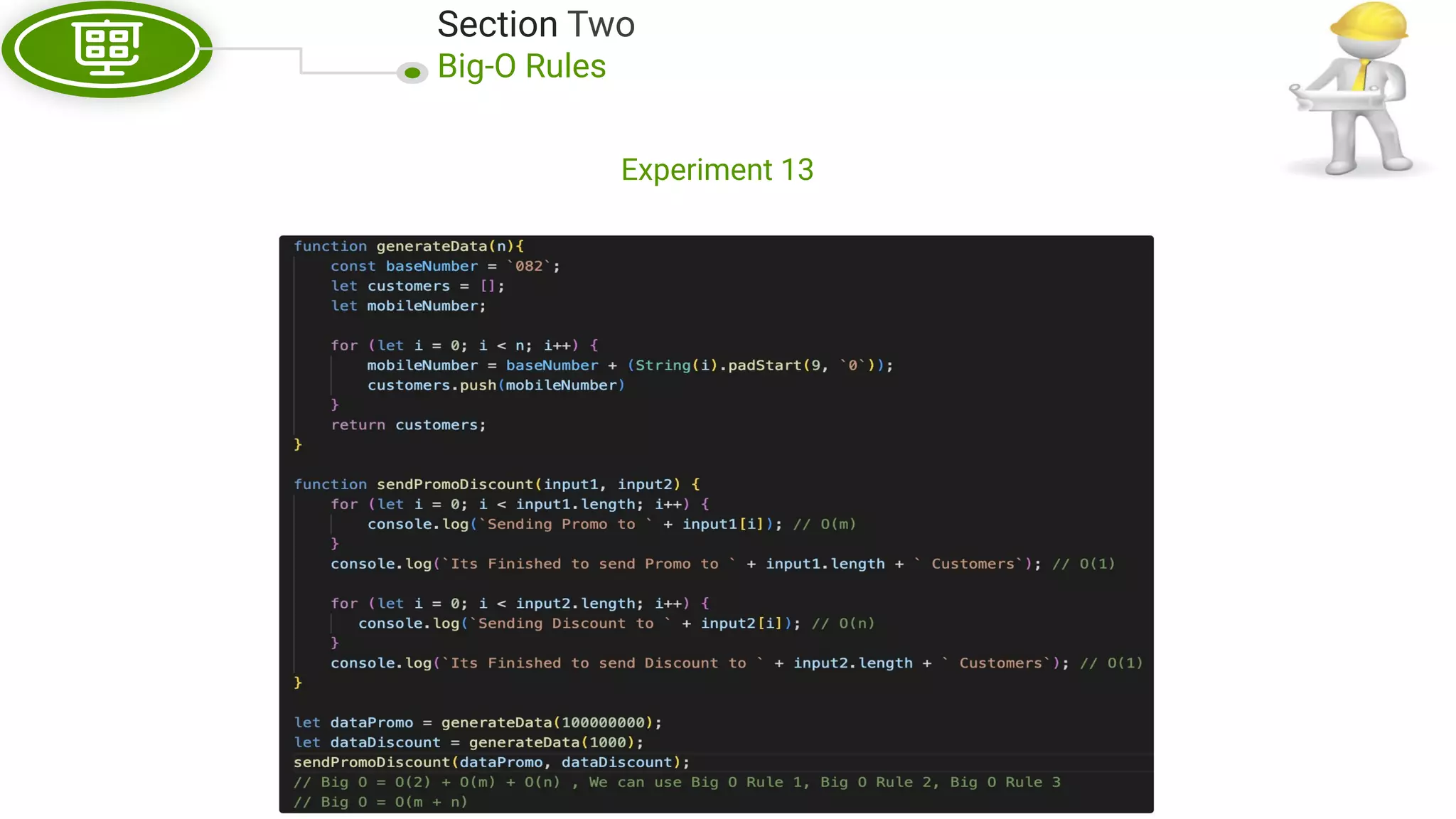 Section Two Big-O Rules Experiment 13 