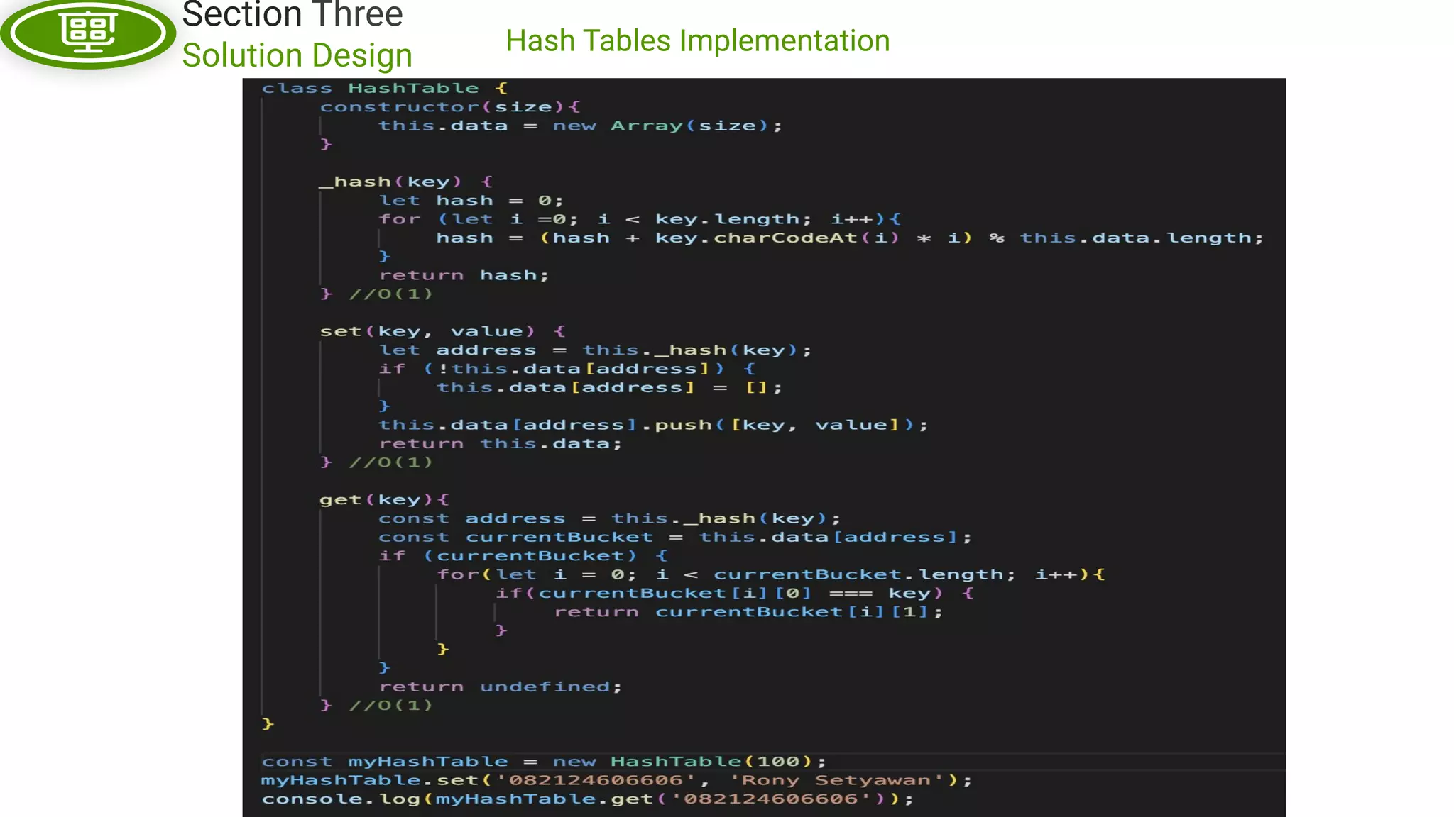 Hash Tables Implementation Section Three Solution Design 